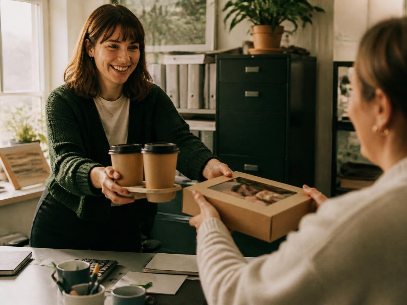 Coffee and pastries delivered to a local office